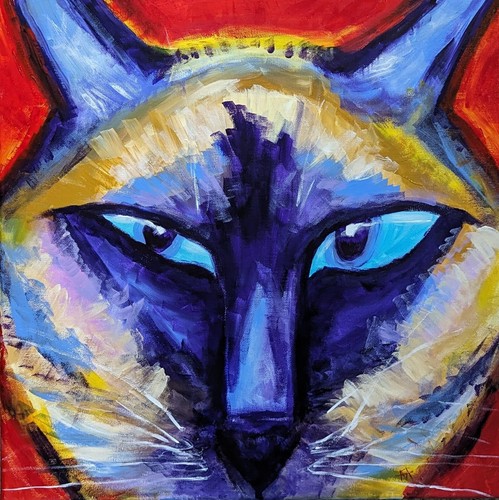 Siamese cat painting original - cat,